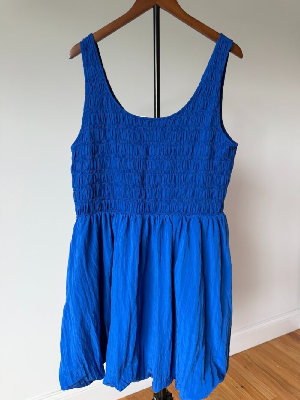 NWT LOFT ROYAL BLUE SMOCKED SCOOP NECK MINI DRESS WITH POCKETS (SIZE XXL)